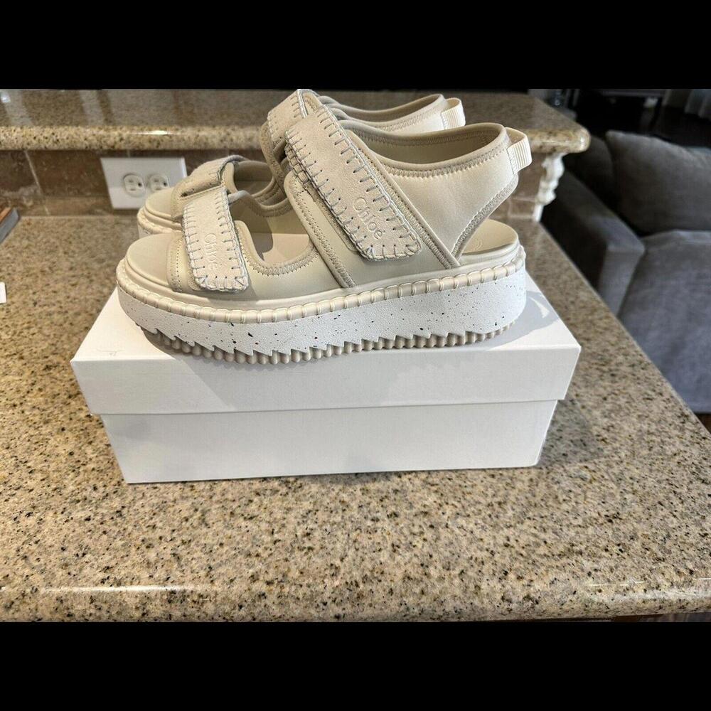 NIB Auth Chloe Lilli Shoes Sandals Sneakers Milk Vanilla Ice  Size 38 $875